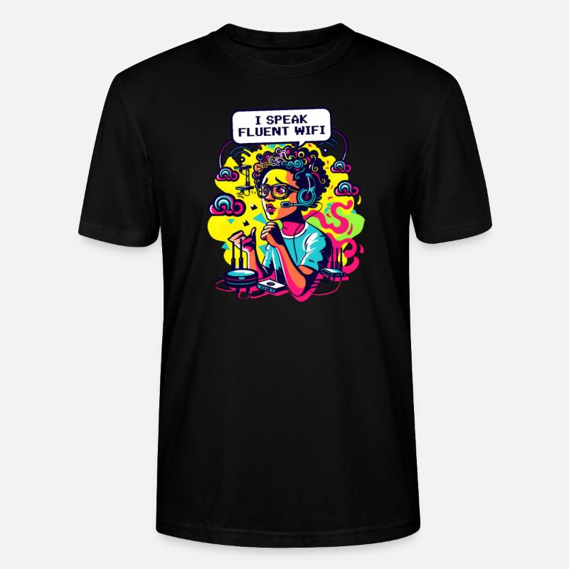 Netzwerktechnik Ich spreche fließend Wi-Fi - Stanley/Stella Unisex Bio-T-Shirt CRAFTER - Schwarz