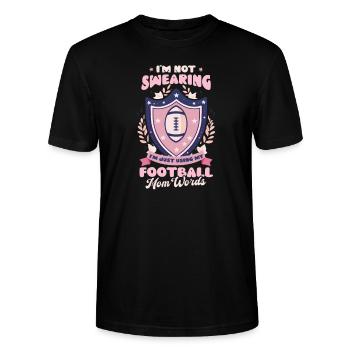 Football Mom flucht nicht Football Mom Worte - Stanley/Stella Unisex Bio-T-Shirt CRAFTER - Schwarz - Vorne - Alina (178cm) & Michal (187cm)