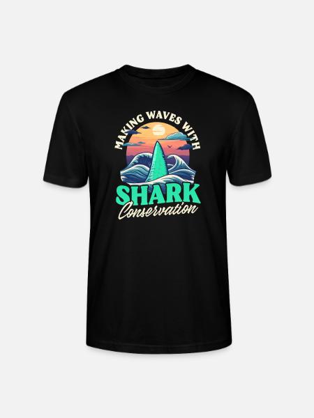 Biolog Shark Lover Waves Shark Conservation - Stanley Stella CRAFTER unisex økologisk-T-shirt - sort