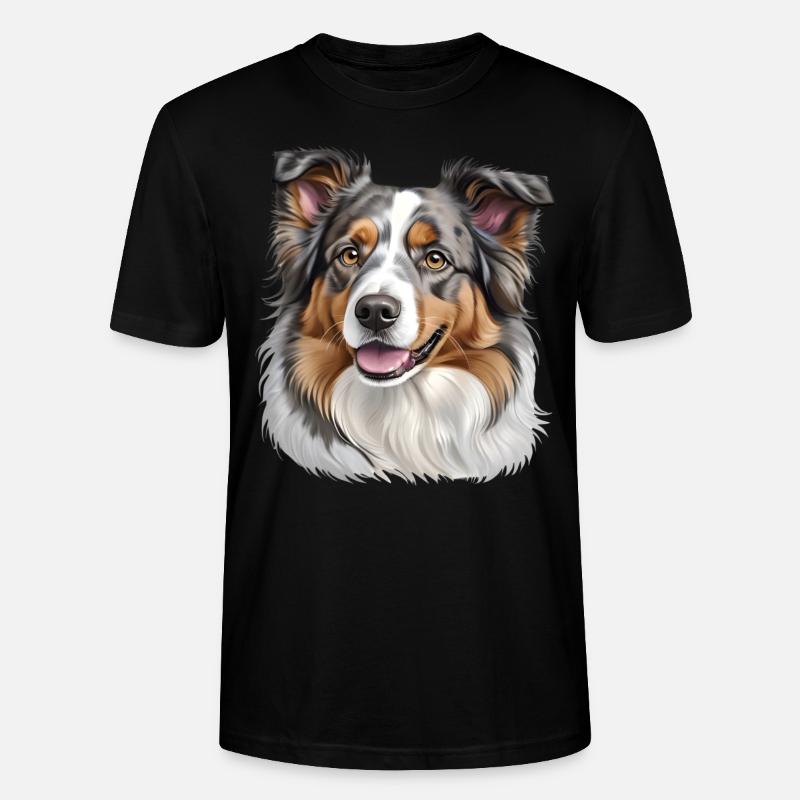 Australian Shepherd Kopf - Stanley/Stella Unisex Bio-T-Shirt CRAFTER - Schwarz