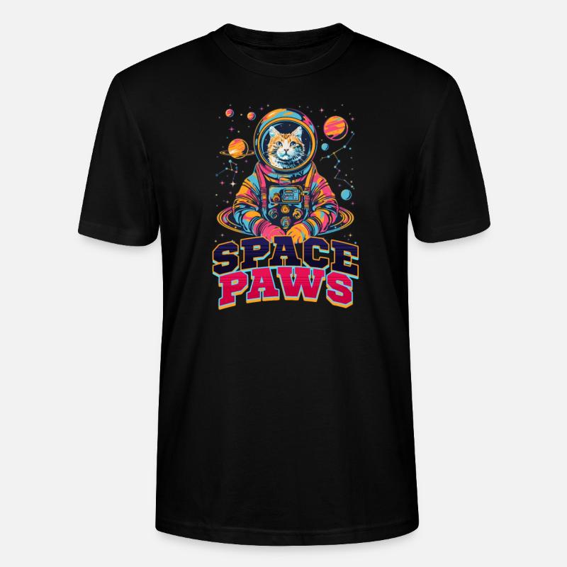 Chat astronaute pattes de l’espace - T-shirt bio CRAFTER Stanley Stella Unisexe - noir