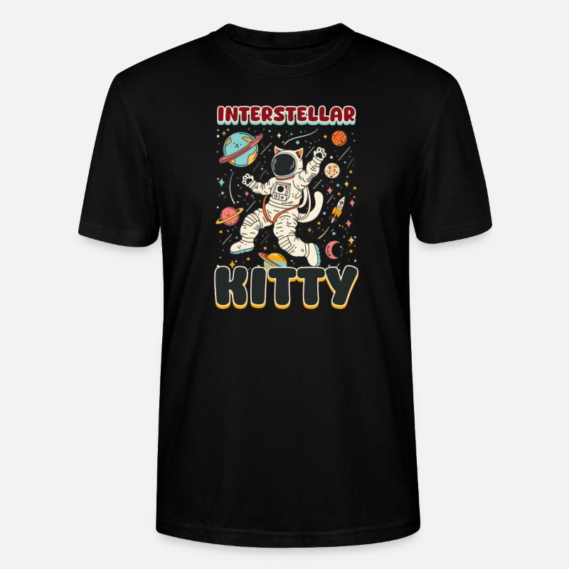 Chat astronaute Interstellar Kitty - T-shirt bio CRAFTER Stanley Stella Unisexe - noir