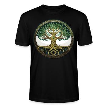 Arbre de Vie Viking Midgard Thor Valhalla - T-shirt bio CRAFTER Stanley Stella Unisexe - noir - Devant - Alina (178cm) & Michal (187cm)
