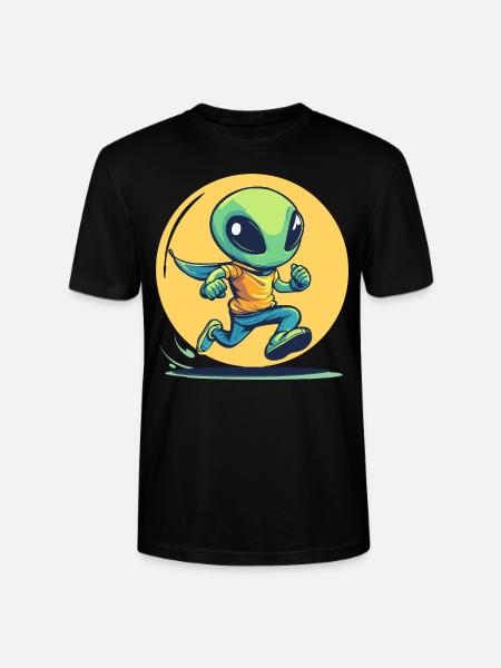 Laufender Alien im Comic-Stil - Stanley/Stella Unisex Bio-T-Shirt CRAFTER - Schwarz