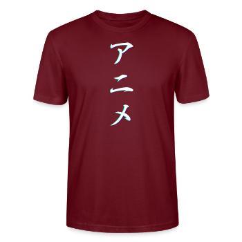 Anime Glitch Vaporwave Effet Kanji Japon - T-shirt bio CRAFTER Stanley Stella Unisexe - bordeaux - Devant - Alina (178cm) & Michal (187cm)