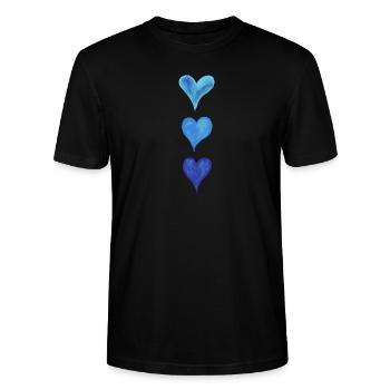 Hearts Row Blue | Creative, positive motive - Stanley/Stella CRAFTER Unisex Organic T-Shirt - black - Front - Alina (178cm) & Michal (187cm)
