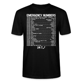 Bible Emergency Emergency Numbers Faith - Stanley/Stella CRAFTER Unisex Organic T-Shirt - black - Front - Alina (178cm) & Michal (187cm)