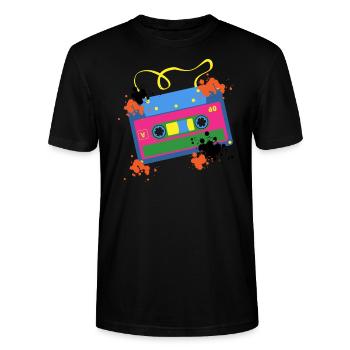 1980er Kassette 80's 80er - Stanley/Stella Unisex Bio-T-Shirt CRAFTER - Schwarz - Vorne - Alina (178cm) & Michal (187cm)