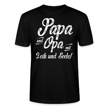 Papa und Opa mit Leib und Seele - Stanley/Stella Unisex Bio-T-Shirt CRAFTER - Schwarz - Vorne - Alina (178cm) & Michal (187cm)