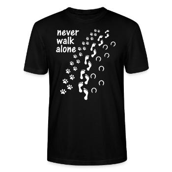 Never Walk alone Fuß Hund Pferd - Stanley/Stella Unisex Bio-T-Shirt CRAFTER - Schwarz - Vorne - Alina (178cm) & Michal (187cm)