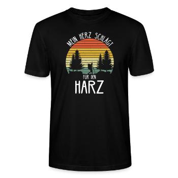 Harz Mittelgebirge Harzer Brocken Geschenkidee - Stanley/Stella Unisex Bio-T-Shirt CRAFTER - Schwarz - Vorne - Alina (178cm) & Michal (187cm)