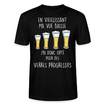 Bières progressives et verre progressifs humour - T-shirt bio CRAFTER Stanley Stella Unisexe - noir - Devant - Alina (178cm) & Michal (187cm)