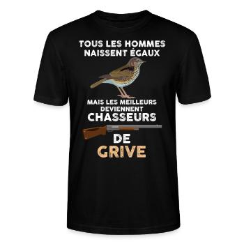 Chasse grive homme chasseur - T-shirt bio CRAFTER Stanley Stella Unisexe - noir - Devant - Alina (178cm) & Michal (187cm)