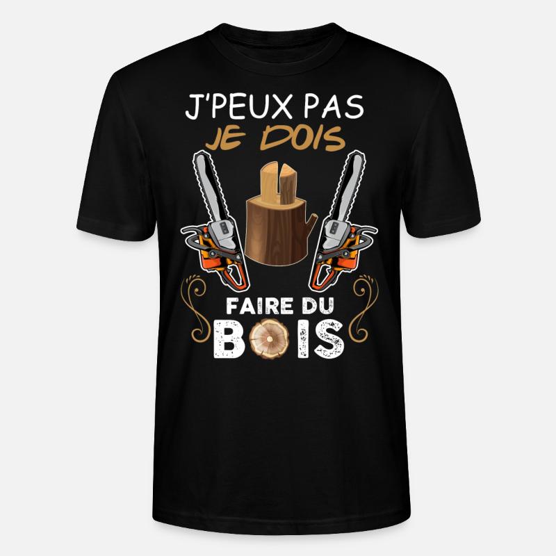 Couper Le Bois Humour Bûcheron - T-shirt bio CRAFTER Stanley Stella Unisexe - noir