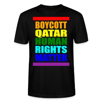 Boycott Qatar Qatar Human Rights Matter Verdict - T-shirt bio CRAFTER Stanley Stella Unisexe - noir - Devant - Alina (178cm) & Michal (187cm)