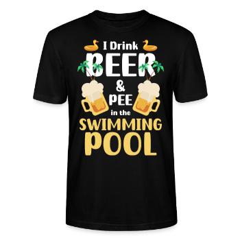 Swimming Pool Summer Recreation - Stanley/Stella CRAFTER Unisex Organic T-Shirt - black - Front - Alina (178cm) & Michal (187cm)