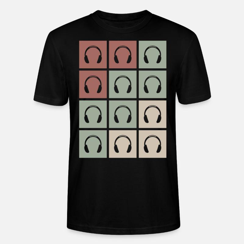 Headphone pattern music - Stanley/Stella CRAFTER Unisex Organic T-Shirt - black