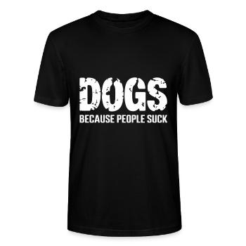 Dogs because people suck | Hundeliebhaber - Stanley/Stella Unisex Bio-T-Shirt CRAFTER - Schwarz - Vorne - Alina (178cm) & Michal (187cm)