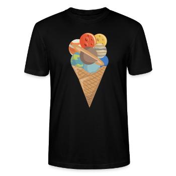Eis Eiscreme Weltraum Planeten - Stanley/Stella Unisex Bio-T-Shirt CRAFTER - Schwarz - Vorne - Alina (178cm) & Michal (187cm)