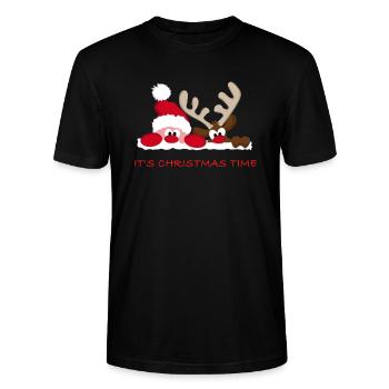 It's Christmas Time - Merry Christmas - Stanley/Stella CRAFTER Unisex Organic T-Shirt - black - Front - Alina (178cm) & Michal (187cm)