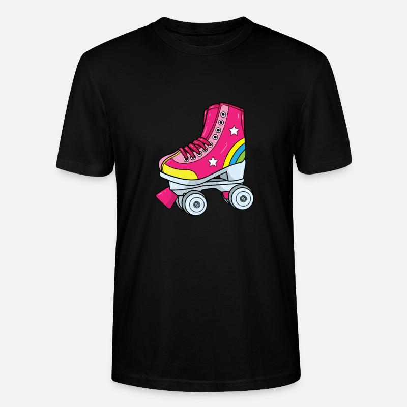 Rollschuhe - Pinker Rollschuh mit Regenbogen - Stanley/Stella Unisex Bio-T-Shirt CRAFTER - Schwarz