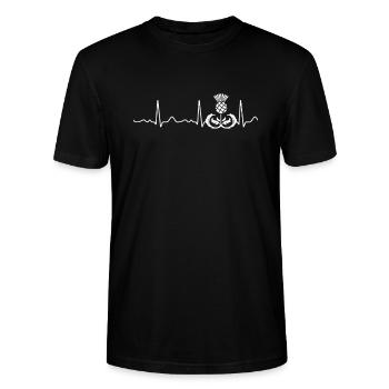Distel / Schottland - Herzschlag, Herzlinie, Puls - Stanley/Stella Unisex Bio-T-Shirt CRAFTER - Schwarz - Vorne - Alina (178cm) & Michal (187cm)