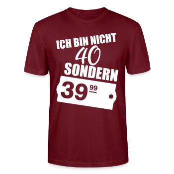40ster Geburtstag 40 Jahre Geschenk - Stanley/Stella Unisex Bio-T-Shirt CRAFTER - Burgunderrot - Vorne - Alina (178cm) & Michal (187cm)
