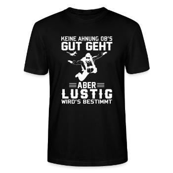 Skydiving | Fallsschirmsprung | Skydiving Humor - Stanley/Stella Unisex Bio-T-Shirt CRAFTER - Schwarz - Vorne - Alina (178cm) & Michal (187cm)