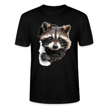 Waschbär - Stanley/Stella Unisex Bio-T-Shirt CRAFTER - Schwarz - Vorne - Alina (178cm) & Michal (187cm)