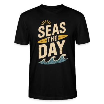 Seas the Day | Maritim & Lebensfreude - Stanley/Stella Unisex Bio-T-Shirt CRAFTER - Schwarz - Vorne - Alina (178cm) & Michal (187cm)