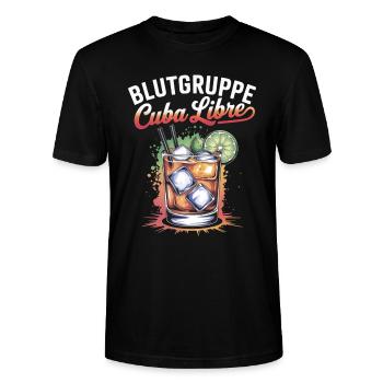 Blutgruppe Cuba Libre Cocktail Barkeeper - Stanley/Stella Unisex Bio-T-Shirt CRAFTER - Schwarz - Vorne - Alina (178cm) & Michal (187cm)