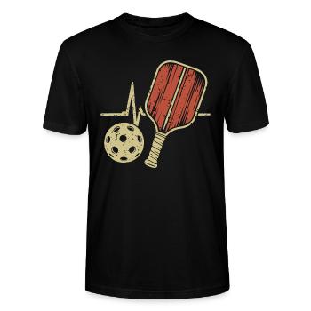 Pickleball Heartbeat | Schäger Ball - Stanley/Stella CRAFTER Unisex Organic T-Shirt - black - Front - Alina (178cm) & Michal (187cm)