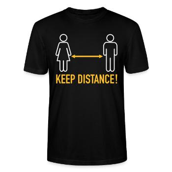 Garde tes distances - T-shirt bio CRAFTER Stanley Stella Unisexe - noir - Devant - Alina (178cm) & Michal (187cm)