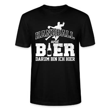 Handball und Bier - Stanley/Stella Unisex Bio-T-Shirt CRAFTER - Schwarz - Vorne - Alina (178cm) & Michal (187cm)