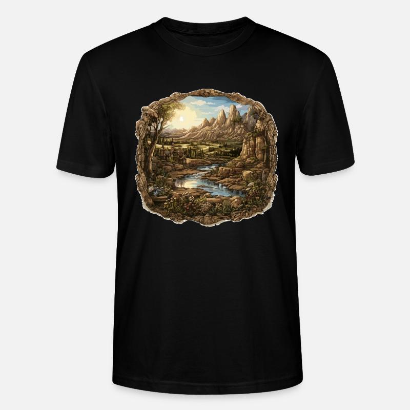 Landschaft - Illustration - Stanley/Stella Unisex Bio-T-Shirt CRAFTER - Schwarz