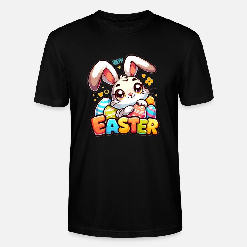 Happy Easter - Easter Bunny Illustration - Stanley/Stella CRAFTER Unisex Organic T-Shirt - black