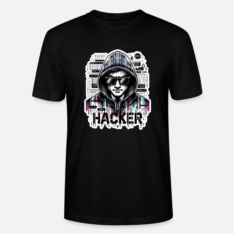 Hacker - Illustration - Stanley/Stella Unisex Bio-T-Shirt CRAFTER - Schwarz