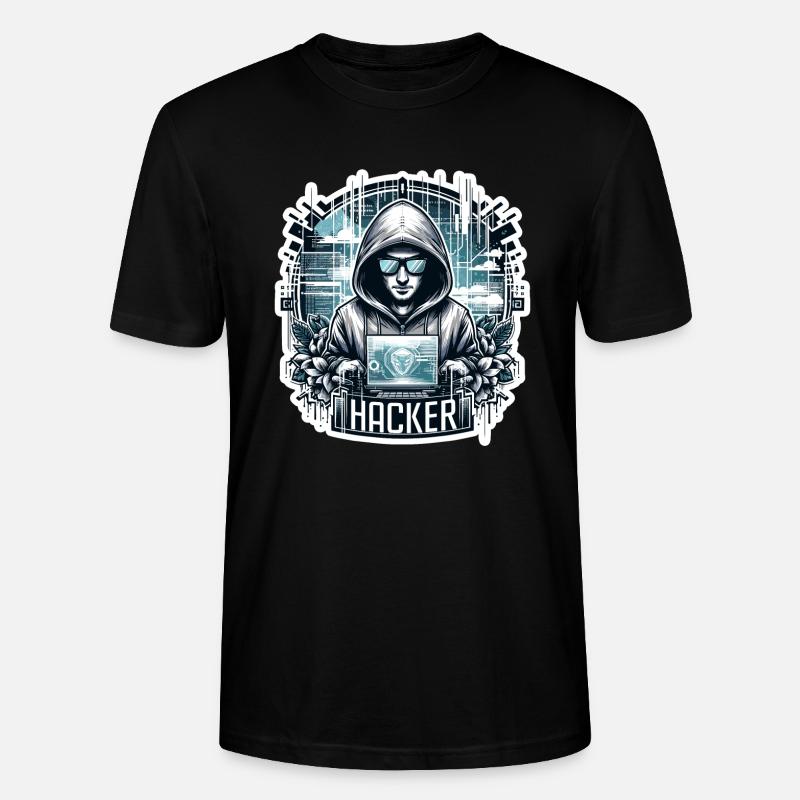 Hacker - Illustration - Stanley/Stella Unisex Bio-T-Shirt CRAFTER - Schwarz