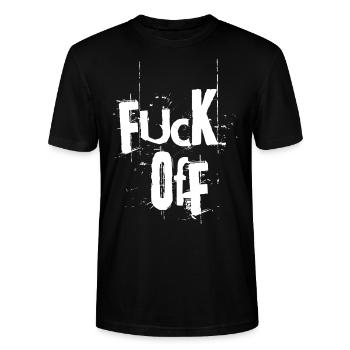 Fuck Off - Stanley/Stella CRAFTER Unisex Organic T-Shirt - black - Front - Alina (178cm) & Michal (187cm)