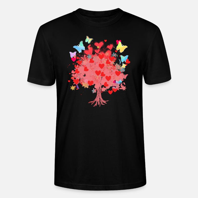Baum des Lebens ,Lebensbaum,herzen,schmetterlinge - Stanley/Stella Unisex Bio-T-Shirt CRAFTER - Schwarz