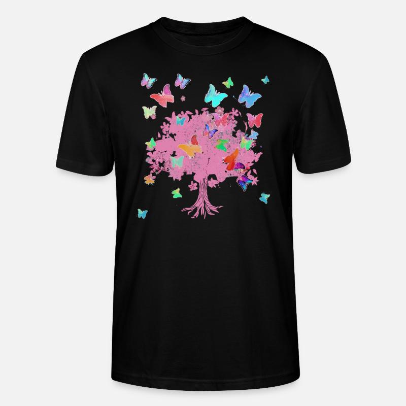 Baum des Lebens ,Lebensbaum,blumen,schmetterlinge - Stanley/Stella Unisex Bio-T-Shirt CRAFTER - Schwarz
