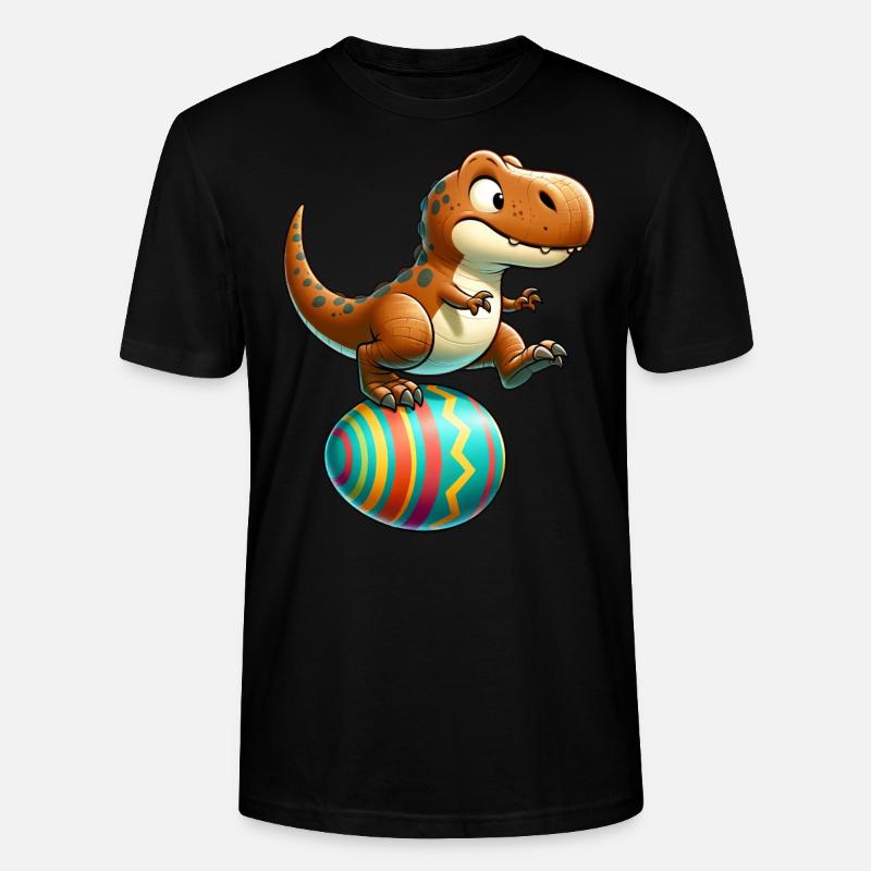 Dancing T-Rex, Easter Eggshell Fun - Stanley/Stella CRAFTER Unisex Organic T-Shirt - black