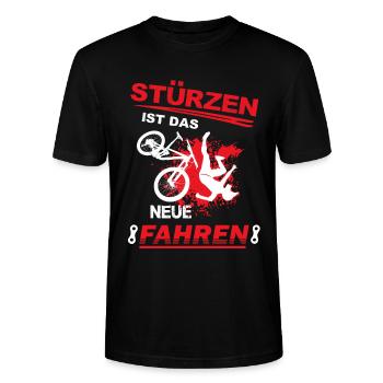 stürzen, fahrrad, Mountainbiker Sturz MTB downhill - Stanley/Stella Unisex Bio-T-Shirt CRAFTER - Schwarz - Vorne - Alina (178cm) & Michal (187cm)
