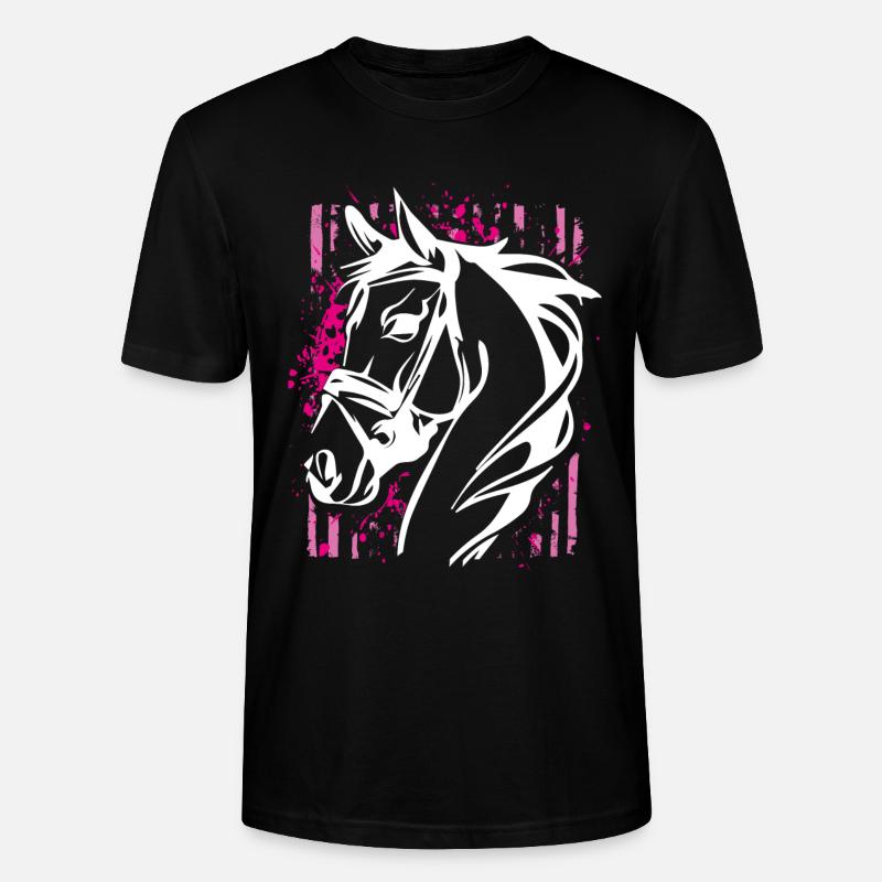 Graffiti-Stil Pferd mit Pinkem Farbsplash - Stanley/Stella Unisex Bio-T-Shirt CRAFTER - Schwarz
