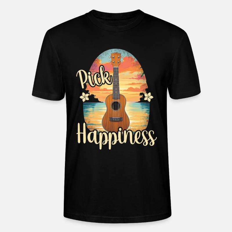 Pick Happiness! Ukulele Sunset - Stanley/Stella Unisex Bio-T-Shirt CRAFTER - Schwarz