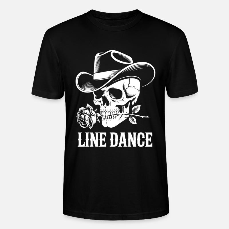 Line Dance Totenkopf mit Rose - Stanley/Stella Unisex Bio-T-Shirt CRAFTER - Schwarz