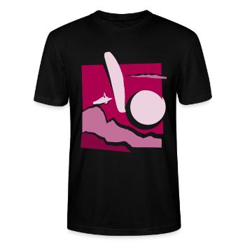 Parapente papier découpé parapente rose - T-shirt bio CRAFTER Stanley Stella Unisexe - noir - Devant - Alina (178cm) & Michal (187cm)