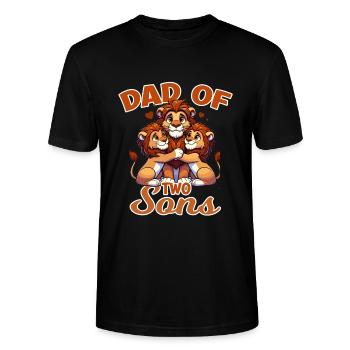 Dad of Two Sons Löwe Familie für einen Vater, - Stanley/Stella Unisex Bio-T-Shirt CRAFTER - Schwarz - Vorne - Alina (178cm) & Michal (187cm)