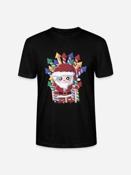 Santa fires fireworks - Stanley/Stella CRAFTER Unisex Organic T-Shirt - black