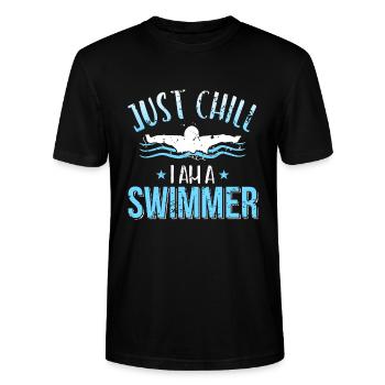 schwimmen - Stanley/Stella Unisex Bio-T-Shirt CRAFTER - Schwarz - Vorne - Alina (178cm) & Michal (187cm)